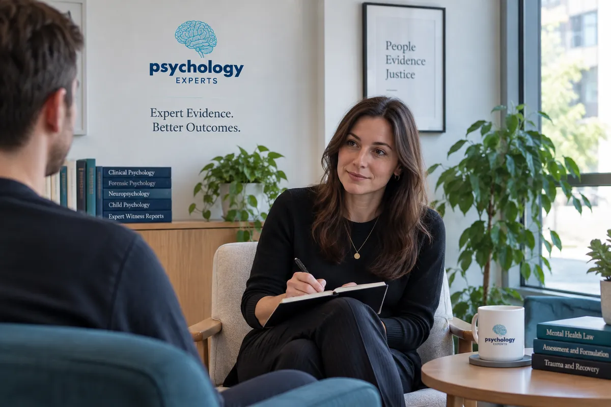 Psychologist taking notes during a consultation